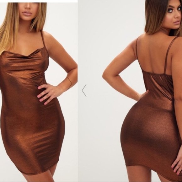 PrettyLittleThing Dresses & Skirts - 🇺🇸 3/$30 PRETTYLITTLETHING Bodycon Bronze/Metal